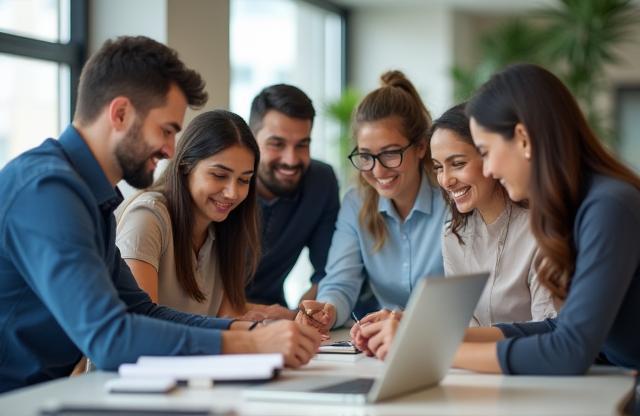 Photo representing the Featured Items team working together.